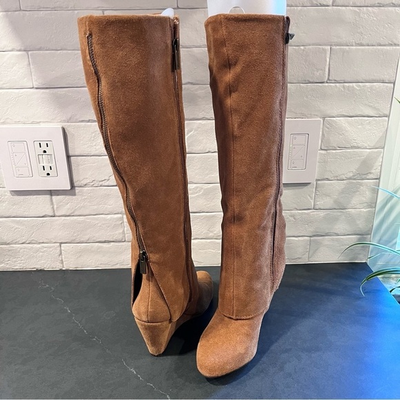 Jessica Simpson sz 6 Rallie chestnut suede tall wedge boots - Picture 11 of 15